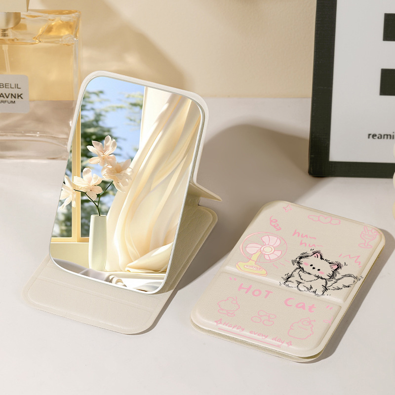 Kitty Makeup Mirror, Foldable and Cute, Complete Set